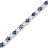 6.87 ct. t.w. Blue Sapphire and White Topaz Bracelet in Sterling Silver