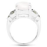 4.52 Carat Genuine Opal and Chrome Diopside .925 Sterling Silver Ring