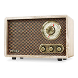 Victrola Retro Wood Bluetooth Radio with Built-in Speakers Elegant & Vintage Design Rotary AM/FM Tuning Dial Wireless Streaming Natural