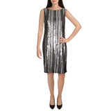 Ralph Lauren Womens Jordinia Sequined Striped Cocktail Dress