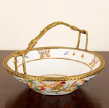 Brass Fruit Bowl Ornamentdesktop Living Room Decor Featuring A Copper-and-porcelain Fruit Basket