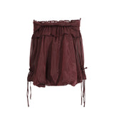 Retro Off-the-Shoulder Strap Bell-Sleeve Solid Color Chiffon Top