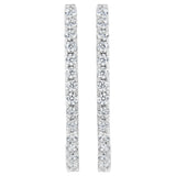 14K White Gold 2.0 Cttw Round Brilliant Cut Diamond Oblong Hinged Leverback Hoop Earrings (I-J Color, I1-I2 Clarity)