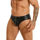 Men's Sexy Rivets Imitation Leather Underwear