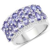 2.59 Carat Genuine Tanzanite .925 Sterling Silver Ring