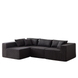 104-Inch Corduroy  Modular L Shaped Sectional Sofa,Luxury Floor Couch Set,Upholstered Indoor Furniture,Foam-Filled Compressed Sofa for Living Room,Bedroom,4 PC Free Combination