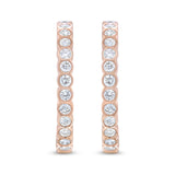 18K Rose Gold 1 Cttw Round Bezel-Set Diamond Hoop Earrings (F-G Color, VS1-VS2 Clarity)