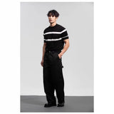 Men's Retro-style Round-neck Knitted Top With Ice Silk Short Sleeves