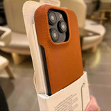 Smartphone Case In Vegan Leather With A Woven Texture And Magnetic Attachment