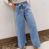 Multi-functional Denim Jeans With Bow Details, Designed Specifically For Women