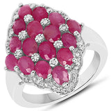 3.80 Carat Ruby and White Zircon .925 Sterling Silver Ring