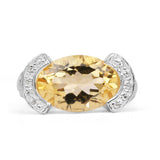 4.55 Carat Genuine Citrine and White Diamond .925 Sterling Silver Ring