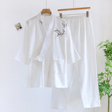 Double-layered Crepe Chinese-style Bamboo-patterned Hanfu Thin Summer Pajamas