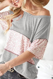 BiBi Triblend Knit with Leopard Block Out Stitching