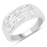 0.70 Carat Genuine White Sapphire .925 Sterling Silver Ring