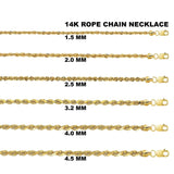 14K Yellow Gold Rope Diamond Cut Chain Necklace