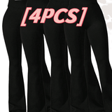 4pcs High-Waisted Flare Sharkskin Leggings – Slim Fit, Lightweight & Sculpting Yoga Pants