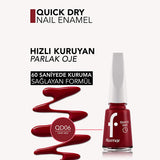 Flormar Quick Dry Nail Polish - Highly Pigmented, Long Lasting, 60-Second Drying Time