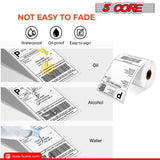 5 Core 4"x6" Direct Thermal Shipping Label 16Pk 4x6 Roll Direct 250/paper Sticker/Perforated White Mailing Labels, Commercial Grade, Premium Adhesive, Works w Most Thermal Printers- DTL 16PK
