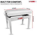 5 Core Adjustable Piano Bench Thick 3.25" Solid Wood Keyboard Stool Heavy Duty Musician Chair