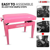 5 Core Adjustable Piano Bench Thick 3.25" Solid Wood Keyboard Stool Heavy Duty Musician Chair