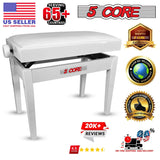 5 Core Adjustable Piano Bench Thick 3.25" Solid Wood Keyboard Stool Heavy Duty Musician Chair