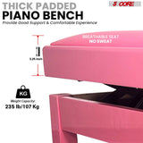 5 Core Adjustable Piano Bench Thick 3.25" Solid Wood Keyboard Stool Heavy Duty Musician Chair