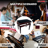 5 Core Adjustable Piano Bench Thick 3.25" Solid Wood Keyboard Stool Heavy Duty Musician Chair