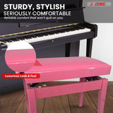 5 Core Adjustable Piano Bench Thick 3.25" Solid Wood Keyboard Stool Heavy Duty Musician Chair