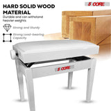 5 Core Adjustable Piano Bench Thick 3.25" Solid Wood Keyboard Stool Heavy Duty Musician Chair