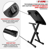 5 CORE Keyboard Bench Pair X Style Piano Stool Thick Padded 12 to 18.5 inch Adjustable Keyboards Chair Black KBB02BLK
