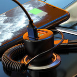5-in-1 Fast Charge Car Charger QC PD USB Type C LT 5 Port with 4ft Coiled Cable