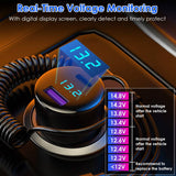 5-in-1 Fast Charge Car Charger QC PD USB Type C LT 5 Port with 4ft Coiled Cable