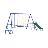 5-In-1 Heavy-Duty Outdoor A-Frame Swing Set With Saucer, Swing, Slide, Seesaw, Glider, And Swing Seat (SAK61472)