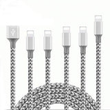 5-Pack: Heavy Duty Braided iPhone Lightning USB Cable Charger Cords