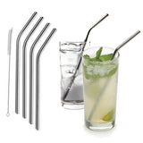 5-Pack: Stainless Steel Bend Or Straight Drinking Straws