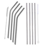 5-Pack: Stainless Steel Bend Or Straight Drinking Straws