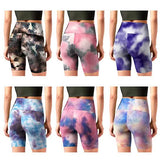 5-Pack: Women's High Waisted Tie Dye Athletic Biker Shorts