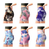 5-Pack: Women's High Waisted Tie Dye Athletic Biker Shorts