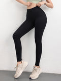 5 Pack Women's Solid Color Hip-raising High-waisted V-back Waist Seamed Yoga Fitness Tights, Women-Butt Lift High Waisted Tummy Control Yoga Pants-Workout Running Leggings
