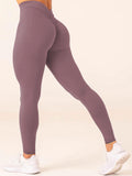 5 Pack Women's Solid Color Hip-raising High-waisted V-back Waist Seamed Yoga Fitness Tights, Women-Butt Lift High Waisted Tummy Control Yoga Pants-Workout Running Leggings