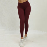 5 Pack Women's Solid Color Hip-raising High-waisted V-back Waist Seamed Yoga Fitness Tights, Women-Butt Lift High Waisted Tummy Control Yoga Pants-Workout Running Leggings