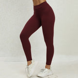 5 Pack Women's Solid Color Hip-raising High-waisted V-back Waist Seamed Yoga Fitness Tights, Women-Butt Lift High Waisted Tummy Control Yoga Pants-Workout Running Leggings