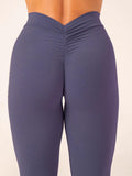 5 Pack Women's Solid Color Hip-raising High-waisted V-back Waist Seamed Yoga Fitness Tights, Women-Butt Lift High Waisted Tummy Control Yoga Pants-Workout Running Leggings