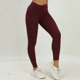 5 Pack Women's Solid Color Hip-raising High-waisted V-back Waist Seamed Yoga Fitness Tights, Women-Butt Lift High Waisted Tummy Control Yoga Pants-Workout Running Leggings