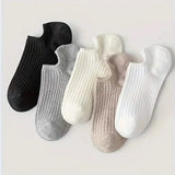 5-Pairs: Women's No-Show Socks, Elegant Solid Colors