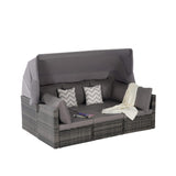 5 PCS Outdoor Patio Wicker Daybed Furniture Set With Retractable Canopy (SAK37816)