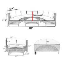Premium 5-Piece All-Weather Half-Moon Outdoor Rattan Wicker Patio Sectional Sofa Furniture Set With Tempered Glass Table (SAK32615)
