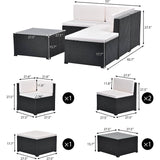 5-Piece: Patio Rattan PE Wicker Furniture Corner Sofa Set