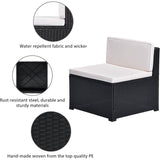 5-Piece: Patio Rattan PE Wicker Furniture Corner Sofa Set